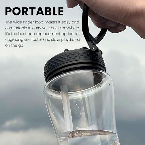 غطاء ميمور بماصة لزجاجة مياه سيركول - عبوتان من غطاء الوجه مع قش متوافق مع غطاء سيركول 12 أونصة، 22 أونصة، 32 أونصة، 42 أونصة، زجاجة مياه بلاستيكية وستانلس ستيل سعة 62 أونصة in Kuwait