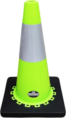 (Set of 24) 18" Rk Orange Safety Traffic PVC Cones, Black Base, with One Reflective Collar in Kuwait