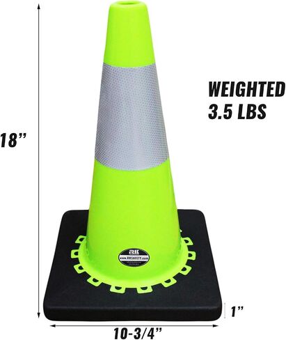 (Set of 24) 18" Rk Orange Safety Traffic PVC Cones, Black Base, with One Reflective Collar in Kuwait