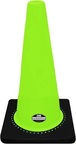 (Set of 24) 18" Rk Orange Safety Traffic PVC Cones, Black Base, with One Reflective Collar in Kuwait