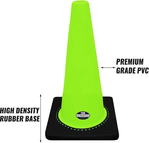 (Set of 24) 18" Rk Orange Safety Traffic PVC Cones, Black Base, with One Reflective Collar in Kuwait