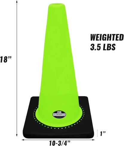 (Set of 24) 18" Rk Orange Safety Traffic PVC Cones, Black Base, with One Reflective Collar in Kuwait