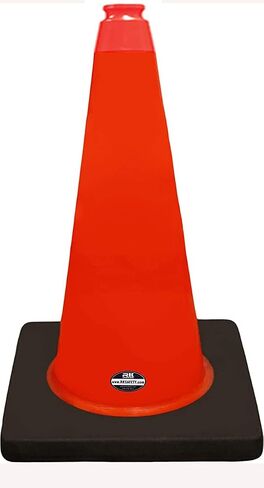 (Set of 24) 18" Rk Orange Safety Traffic PVC Cones, Black Base, with One Reflective Collar in Kuwait