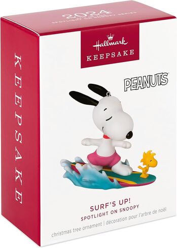 Hallmark Keepsake Christmas Ornament 2024, Peanuts Spotlight on Snoopy Surf's Up!, Gifts for Peanuts Fans in Saudi Arabia