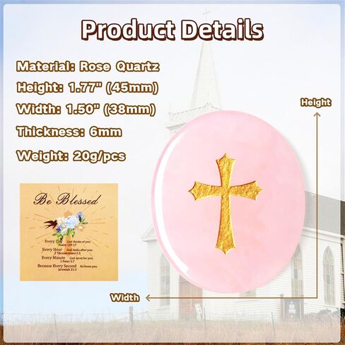YATOJUZI Worry Stone for Anxiety Rose Quartz Thumb Pocket Stone Natural Crystals and Healing Stones Hand-Carved Crucifix Cross Crystal Gemstones for Stress Relief Prayer Guard Meditation in Saudi Arabia