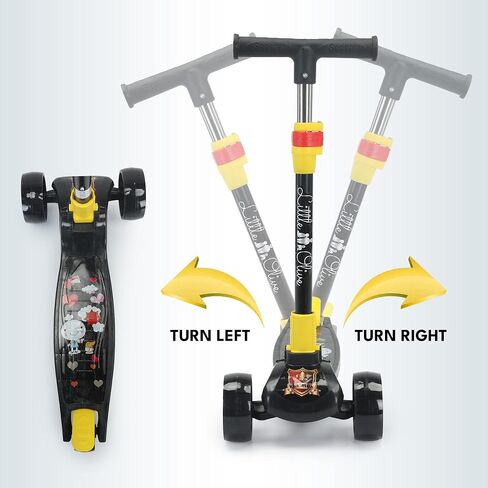 Little Olive Munchkin Scooter for Kids of 3 to 14 Years Age 3 Adjustable Height, Foldable, LED PU Kick Scooter with Brakes in Saudi Arabia