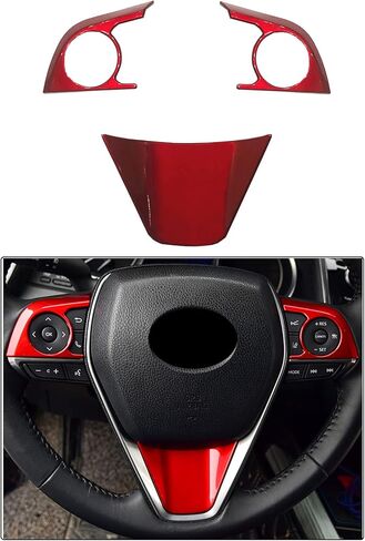 3PCS ABS Red Steering Wheel Button Cover Sticker Interior Decoration Sticker Accessories Trim for Toyota Camry 2018 2019 2020 2021 2022 2023 2024,for Toyota Avolon 2019 2020 2021 2022 in Kuwait