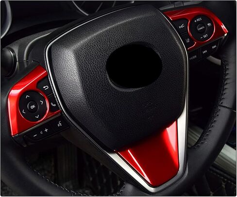 3PCS ABS Red Steering Wheel Button Cover Sticker Interior Decoration Sticker Accessories Trim for Toyota Camry 2018 2019 2020 2021 2022 2023 2024,for Toyota Avolon 2019 2020 2021 2022 in Kuwait