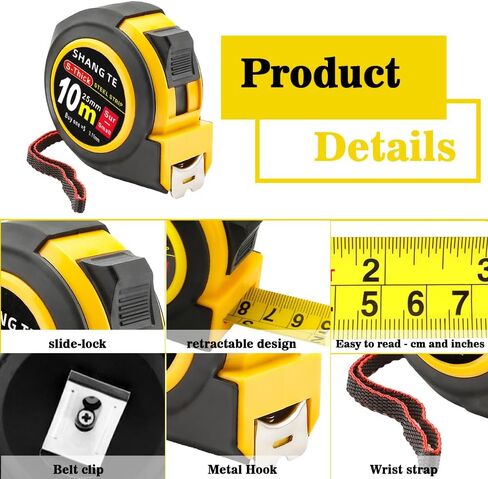 Tape Measure, Measuring Tape, Tape Measure 25 ft, 25-Foot Steel Retractable Metric Tape Measure Body Measuring Tape for Body Measurements, Manual-Locking, for Construction, Carpenter, Designer in Saudi Arabia