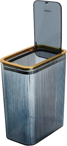 Transparent Trash Can, Bathroom Trash Cans with Lids, 2.6 Gallon Garbage Can for Bedroom, Office, Plastic Slim Waste Basket with Press Top Lid, 10L Clear Trash Bin for Home, Kitchen (Blue) in Saudi Arabia