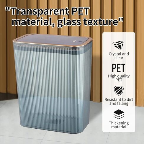Transparent Trash Can, Bathroom Trash Cans with Lids, 2.6 Gallon Garbage Can for Bedroom, Office, Plastic Slim Waste Basket with Press Top Lid, 10L Clear Trash Bin for Home, Kitchen (Blue) in Saudi Arabia