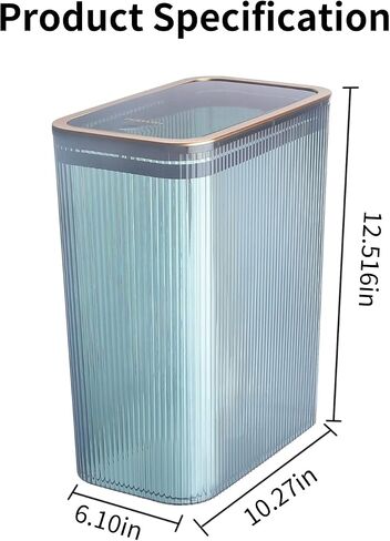 Transparent Trash Can, Bathroom Trash Cans with Lids, 2.6 Gallon Garbage Can for Bedroom, Office, Plastic Slim Waste Basket with Press Top Lid, 10L Clear Trash Bin for Home, Kitchen (Blue) in Saudi Arabia