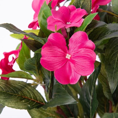Artificial Fake Fall Flowers Plants Outdoor,3 PCS 7 Branches Artificial Impatiens Flowers for Outside,Faux Impatiens Bouquet Silk Greenery Plants for Balcony Garden Window Box Home Decor in Saudi Arabia