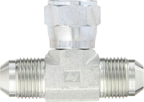 Brennan Industries 6600-08-08-08-FG Forged Steel Tee Tube Fitting, 3/4"-16 SAE x 3/4"-16 SAE x 3/4"-16 SAE Thread, 1/2" Male JIC x 1/2" Male JIC x 1/2" Female JIC Swivel in Saudi Arabia