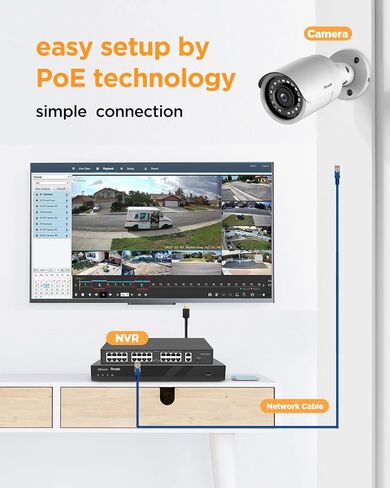 نظام أمان 4 كاميرات، 4 قطع كاميرات منزلية سلكية 5 ميجا بكسل IP PoE خارجية مع ميكروفون، كشف الإنسان بالذكاء الاصطناعي، رؤية ليلية بالأشعة تحت الحمراء 100 قدم، 4K 8 قنوات NVR 2 تيرابايت HDD للتسجيل 24/7، PB37F0408-5M in Saudi Arabia