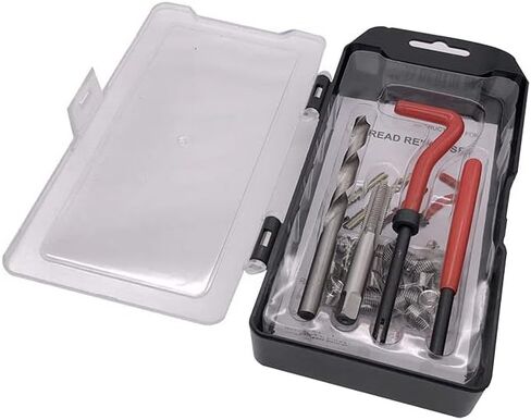 15 قطعة من الفولاذ المقاوم للصدأ M14x1.5 مجموعة أدوات إصلاح الخيوط HSS لقم الثقب الصنابير إدراجات مترابطة لإصلاح السيارات، مقاس واحد in Kuwait