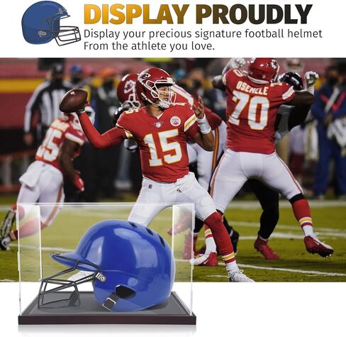 حافظة عرض خوذة كرة القدم مع ضوء LED، حامل خوذة أكريليك بالحجم الكامل، خوذة البيسبول/الكرة اللينة، خوذة الهوكي، حافظة أكريليك شفافة للحماية من الأشعة فوق البنفسجية، حافظة عرض تذكارات مقاومة للغبار in Kuwait