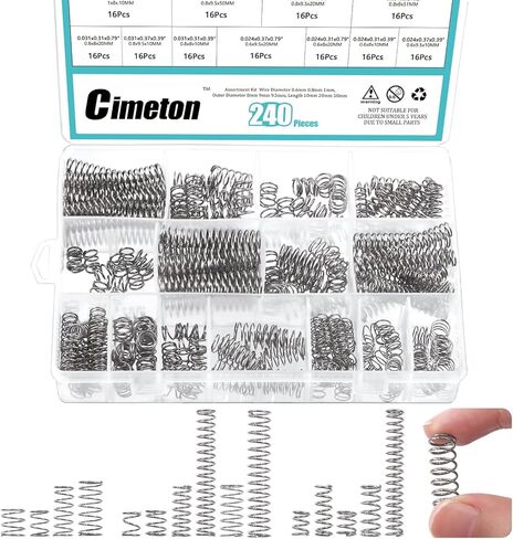 240 قطعة 15 مقاسًا من النوابض الضاغطة، مجموعة متنوعة من نوابض الضغط والتمديد المصنوعة من الفولاذ المقاوم للصدأ لإصلاحات المنزل والمشروعات اليدوية (مجموعة أحجام أكبر) in Kuwait