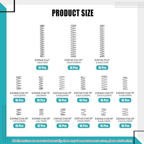 240 قطعة 15 مقاسًا من النوابض الضاغطة، مجموعة متنوعة من نوابض الضغط والتمديد المصنوعة من الفولاذ المقاوم للصدأ لإصلاحات المنزل والمشروعات اليدوية (مجموعة أحجام أكبر) in Kuwait