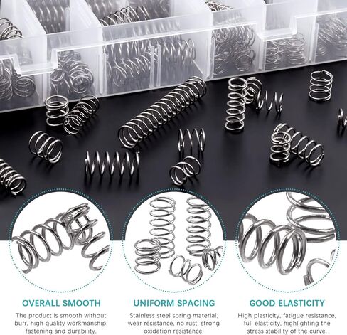 240 قطعة 15 مقاسًا من النوابض الضاغطة، مجموعة متنوعة من نوابض الضغط والتمديد المصنوعة من الفولاذ المقاوم للصدأ لإصلاحات المنزل والمشروعات اليدوية (مجموعة أحجام أكبر) in Kuwait