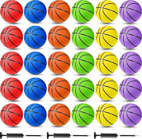 Lenwen Basketballs Bulk Official Size 7 (29.5") Rubber Basketballs with Pump Adult Basketball Set for Indoor Outdoor Men, Youth, Boys, Training, Practice, Games, Match, 6 Colors in Saudi Arabia