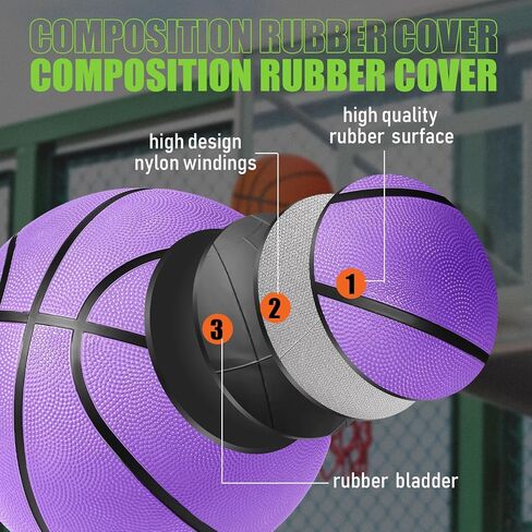 Lenwen Basketballs Bulk Official Size 7 (29.5") Rubber Basketballs with Pump Adult Basketball Set for Indoor Outdoor Men, Youth, Boys, Training, Practice, Games, Match, 6 Colors in Saudi Arabia