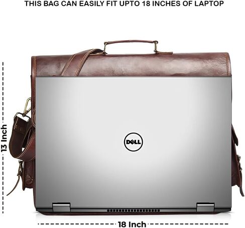 HULSH 18 Inches Leather laptop bag for men and women| Tan Brown Genuine leather briefcase bag for men Vintage Look Handmade leather messenger bag for men 17 inch Laptop fits Perfectly Unique & Classy in Kuwait