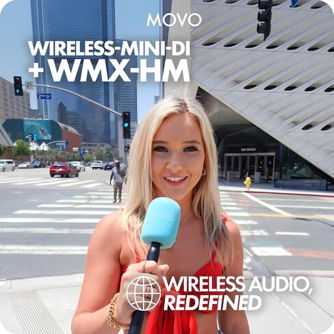 ميكروفون Movo Wireless Mini UC Ultra Compact Wireless Lavalier لهاتف iPhone 15 مع محول محمول WMX-HM - ميكروفون ذو طية صدر السترة مع حامل بمقبض لمنشئي المحتوى والمقابلات وإعداد التقارير والمزيد in Kuwait