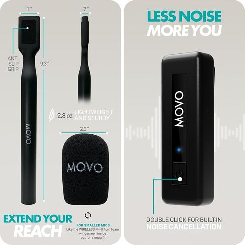 ميكروفون Movo Wireless Mini UC Ultra Compact Wireless Lavalier لهاتف iPhone 15 مع محول محمول WMX-HM - ميكروفون ذو طية صدر السترة مع حامل بمقبض لمنشئي المحتوى والمقابلات وإعداد التقارير والمزيد in Kuwait