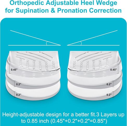 2 Pairs 3 Layers Medial & Lateral Heel Wedge Silicone Insoles - Corrective Adhesive Shoe Inserts for Foot Alignment, Knock Knee Pain, Bow Legs, Osteoarthritis for Men and Women(Large) in Saudi Arabia