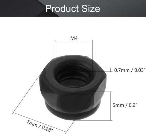 MroMax M2 x 0.4 مم صواميل قفل سداسية من النايلون، فولاذ كربوني أسود مطلي بالزنك، عبوة من 50 قطعة in Saudi Arabia