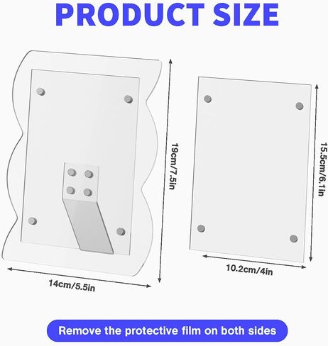 1 PACK 4 x 6 Picture Frame，Wavy Edge Photo Frame with Removable Magnetic Stand, Magnetic Picture Frames for Refrigerator or Desk in Saudi Arabia