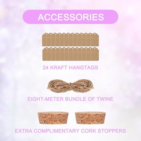 برطمانات زجاجية صغيرة سعة 50 مل بأغطية من الفلين، 24 عبوة من الزجاجات الصغيرة مع سدادات وعلامات من الفلين والخيوط الإضافية، برطمان رمل صغير، برطمان صدف، قوارير زجاجية بأغطية، برطمان حبوب منع الحمل، برطمان تعويذة in Kuwait