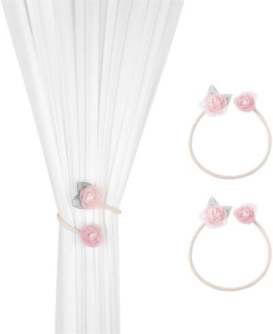1 Pair of Handmade Artificial Rose Flower Curtain Holdbacks,Curtain Tiebacks Clips Creative Window Drape Twist Tie Backs Curtain Holders Decorative Draperies Holdbacks (Pink) in Kuwait