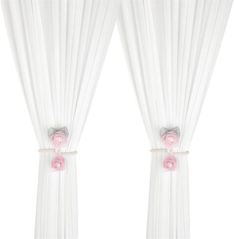 1 Pair of Handmade Artificial Rose Flower Curtain Holdbacks,Curtain Tiebacks Clips Creative Window Drape Twist Tie Backs Curtain Holders Decorative Draperies Holdbacks (Pink) in Kuwait