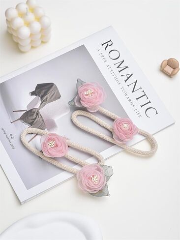 1 Pair of Handmade Artificial Rose Flower Curtain Holdbacks,Curtain Tiebacks Clips Creative Window Drape Twist Tie Backs Curtain Holders Decorative Draperies Holdbacks (Pink) in Kuwait