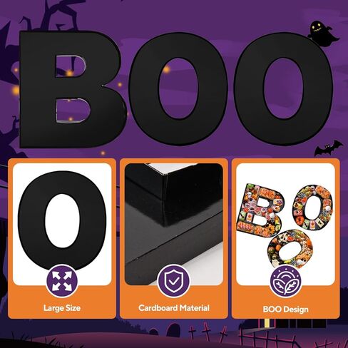 علبة من الورق المقوى قابلة للتعبئة لعيد الهالوين مقاس 12.6 بوصة صندوق ورقي للهالوين من أجل حفلة الهالوين بوو لصالح الكوكيز جودي كاندي كب كيك صندوق لوازم الحفلات (أسود) in Kuwait
