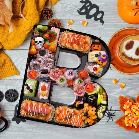 علبة من الورق المقوى قابلة للتعبئة لعيد الهالوين مقاس 12.6 بوصة صندوق ورقي للهالوين من أجل حفلة الهالوين بوو لصالح الكوكيز جودي كاندي كب كيك صندوق لوازم الحفلات (أسود) in Kuwait