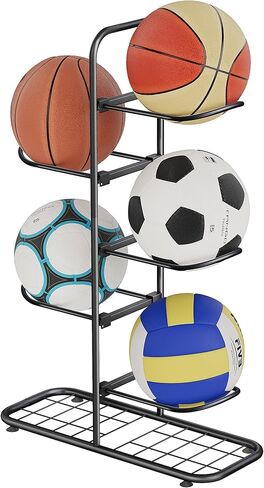 5-Tier Ball Storage Rack, Free Standing Basketball Soccer Ball Holder in Saudi Arabia