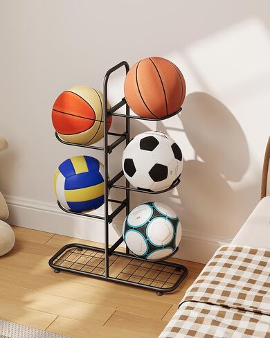 5-Tier Ball Storage Rack, Free Standing Basketball Soccer Ball Holder in Saudi Arabia