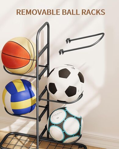 5-Tier Ball Storage Rack, Free Standing Basketball Soccer Ball Holder in Saudi Arabia