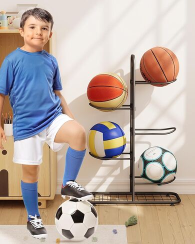 5-Tier Ball Storage Rack, Free Standing Basketball Soccer Ball Holder in Saudi Arabia