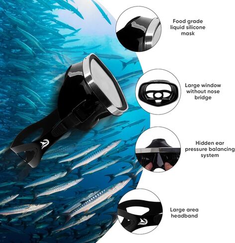 قناع غوص سكوبا أصلي مع صمام تصريف رؤية واسعة مناسب للبالغين غوص سكوبا مضاد للضباب، والغوص الحر، ونظارات الغطس تقنعك بالتعامل مع Inter in Kuwait