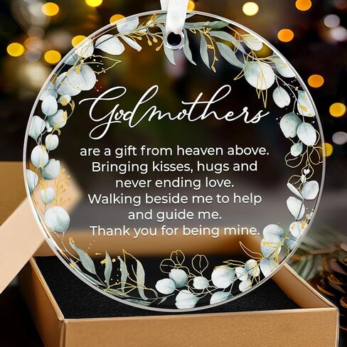 Godmother Gifts from Godchild, Goddaughter, Godson - Godmother Ornament Thank You for Being Mine, Best Godmother Gifts for Sister, Aunt, Godmother Present Idea Christmas - Acrylic Ornament 2024 in Saudi Arabia