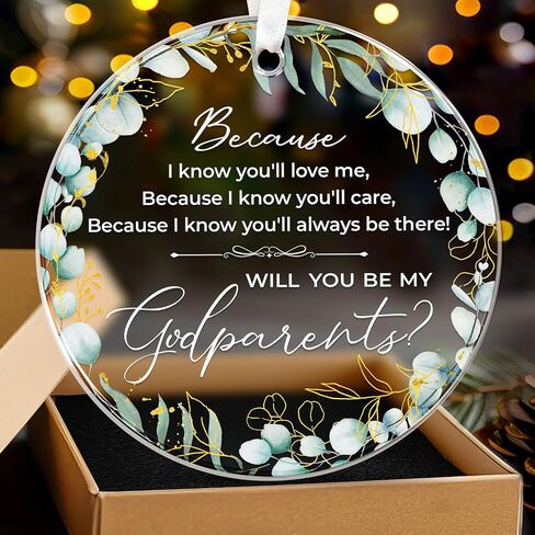 Godmother Gifts from Godchild, Goddaughter, Godson - Godmother Ornament Thank You for Being Mine, Best Godmother Gifts for Sister, Aunt, Godmother Present Idea Christmas - Acrylic Ornament 2024 in Saudi Arabia