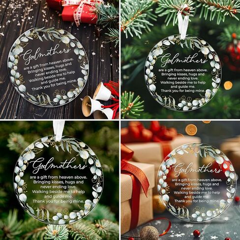 Godmother Gifts from Godchild, Goddaughter, Godson - Godmother Ornament Thank You for Being Mine, Best Godmother Gifts for Sister, Aunt, Godmother Present Idea Christmas - Acrylic Ornament 2024 in Saudi Arabia