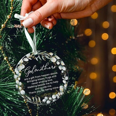 Godmother Gifts from Godchild, Goddaughter, Godson - Godmother Ornament Thank You for Being Mine, Best Godmother Gifts for Sister, Aunt, Godmother Present Idea Christmas - Acrylic Ornament 2024 in Saudi Arabia