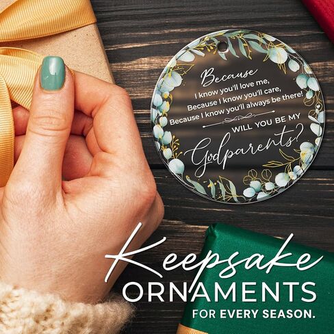 Godmother Gifts from Godchild, Goddaughter, Godson - Godmother Ornament Thank You for Being Mine, Best Godmother Gifts for Sister, Aunt, Godmother Present Idea Christmas - Acrylic Ornament 2024 in Saudi Arabia