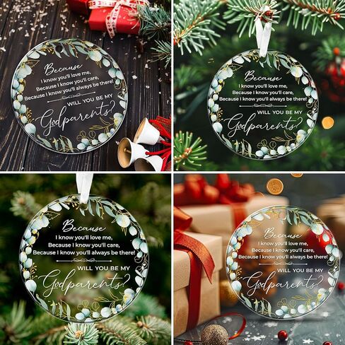Godmother Gifts from Godchild, Goddaughter, Godson - Godmother Ornament Thank You for Being Mine, Best Godmother Gifts for Sister, Aunt, Godmother Present Idea Christmas - Acrylic Ornament 2024 in Saudi Arabia