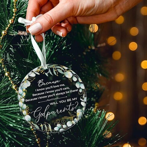 Godmother Gifts from Godchild, Goddaughter, Godson - Godmother Ornament Thank You for Being Mine, Best Godmother Gifts for Sister, Aunt, Godmother Present Idea Christmas - Acrylic Ornament 2024 in Saudi Arabia